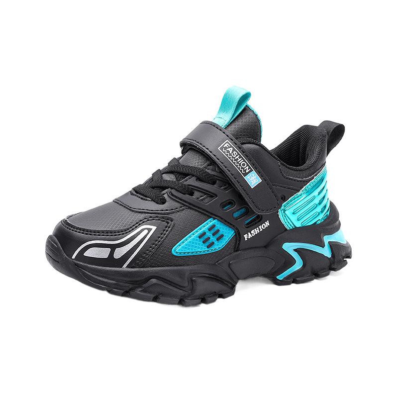 Boys' shoes 10-15 years old Spring and autumn new leather surface lightweight soft sole Children's students lightweight running sports shoes