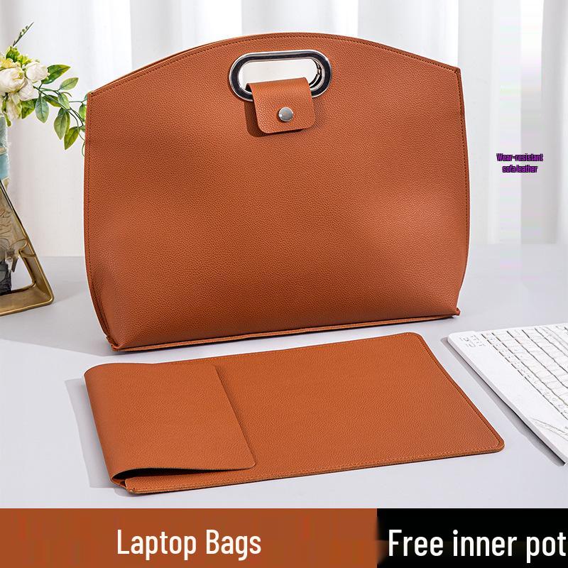Premium Leather Handbag for 16" Tablet/Laptop, Business, Large Capacity, Document/File Storage