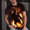 Summer Fashion Men's T-shirt Graffiti Pattern 3D Flower Print Casual Loose Outdoor Boy Short Sleeve Tees Top Pullover