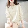 Sweatshirt for Women Cotton Oversize EmbroiderySlimming Loose Round Neck Casual Pullover Long Sleeve Spring Sweatshirt Top