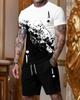Karty do gry drukuj męska letnia odzież sportowa zestaw męski luźna koszulka + spodenki garnitur Plus rozmiar Streetwear strój dres męski