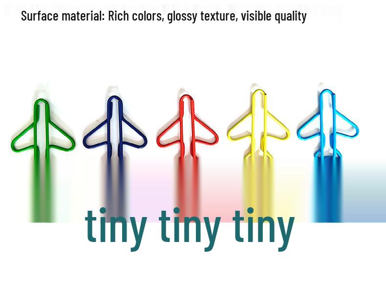 Colorful Airplane-Shaped Paperclips - Metal Bookmark Clips - Creative Office Gift