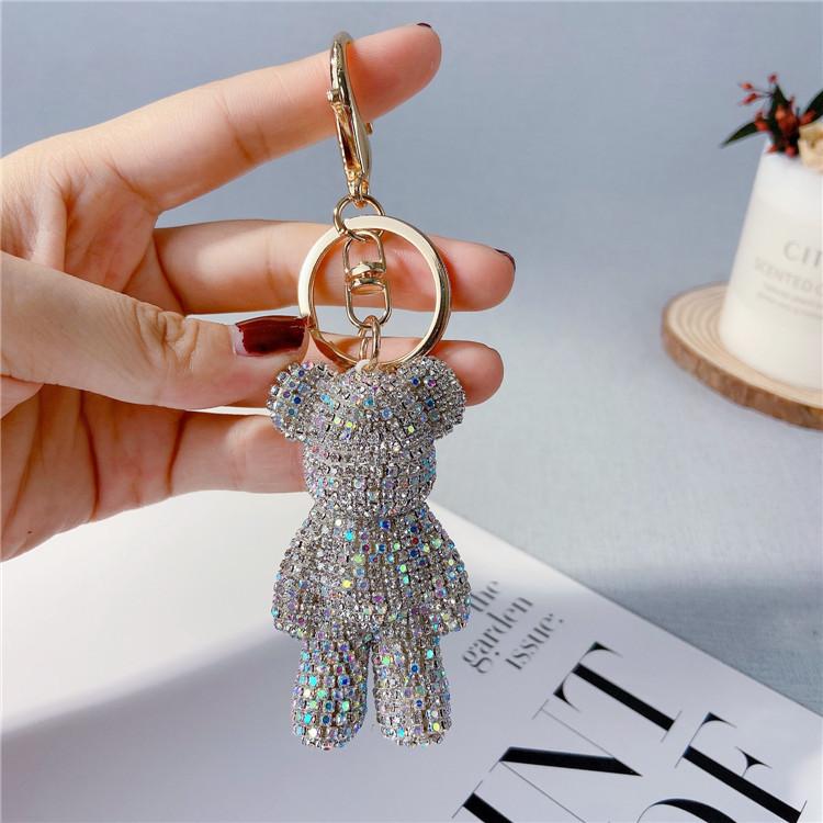 Creative Diamond Studded Teddy Bear Keychain, Japanese and Korean Cartoon Doll, Cute Internet Celebrity Car Keychaindiamond Bag