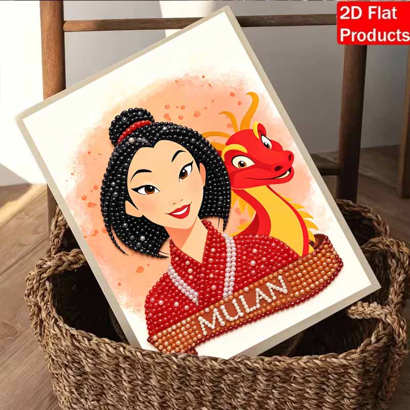 Disney Malowanie Perłami Mulan i Smok Mushu DIY Sztuka Perłowa Zestaw do Malowania Perłami Malowanie Ścian Sztuką Perłową Odpowiedni do Dekoracji Domu Biura Ręcznie robione Prezenty