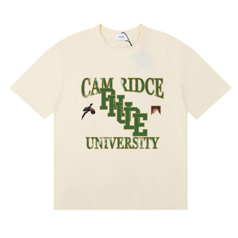 RHUDE Geometric Letter Print T-Shirt Mens Womens American Vintage Short Sleeve Tee