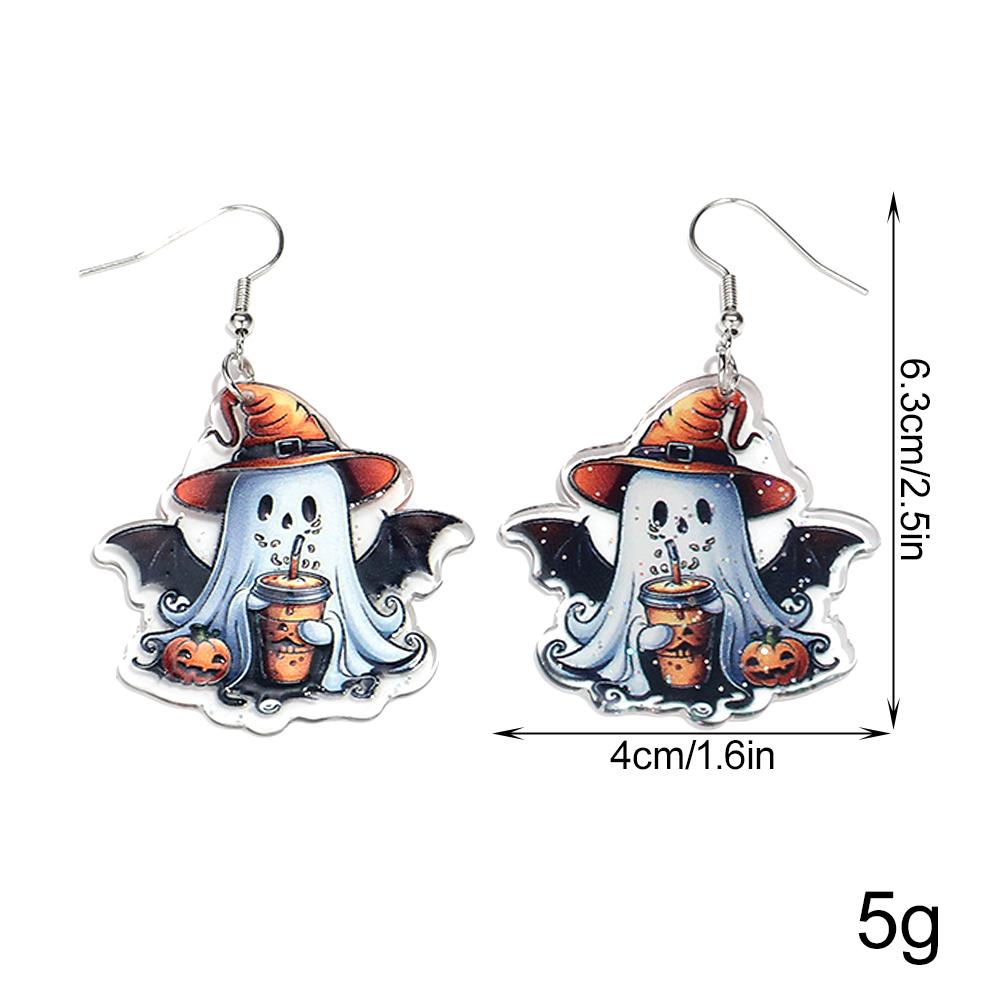 Halloween Cute Ghost Acrylic Earrrings for Women 2025 Gothic Cartoon Spooky Cat Pumpkin Witch Drop Earring Party Jewelry Gifts