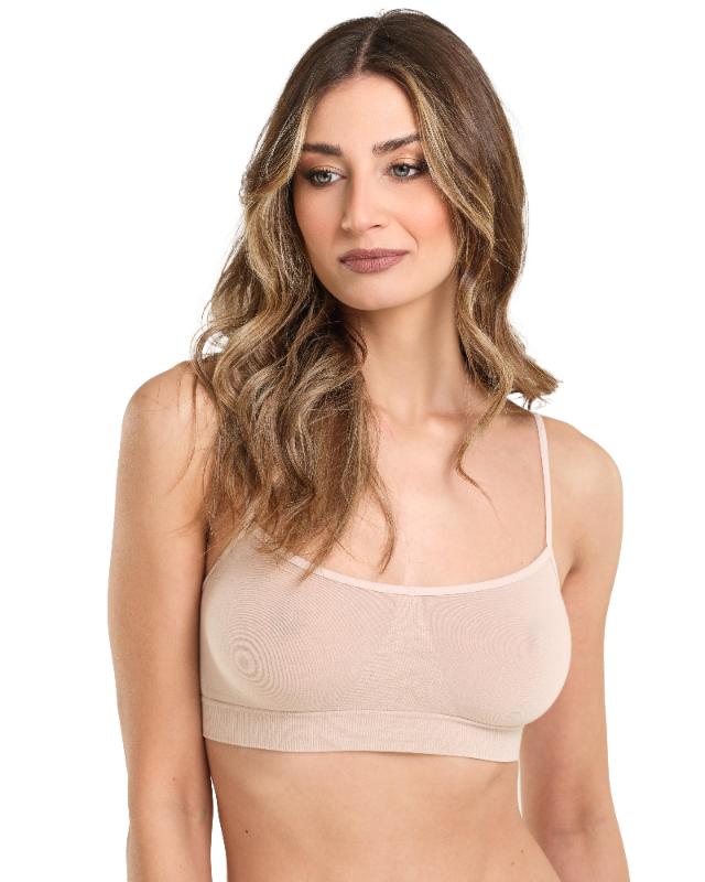 Soft Women's Bra Without Wires and with Smooth Cups, Beige Soft Women's Bra Without Wires and with Smooth Cups, Beige