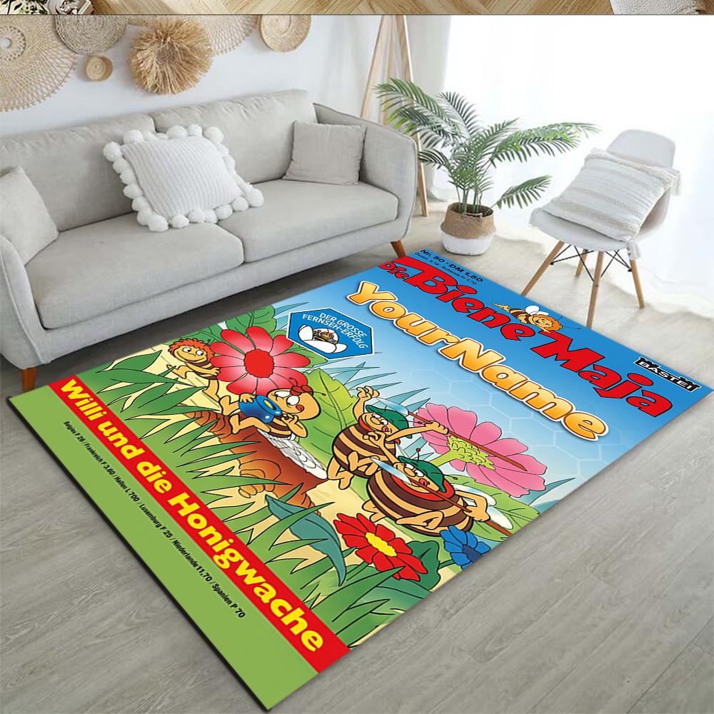 Biene Maja Customize Text Floor Mat Design for Hallway Kitchen Study room Outdoor Antislip Carpet Anime Office Decor Best for Christmas