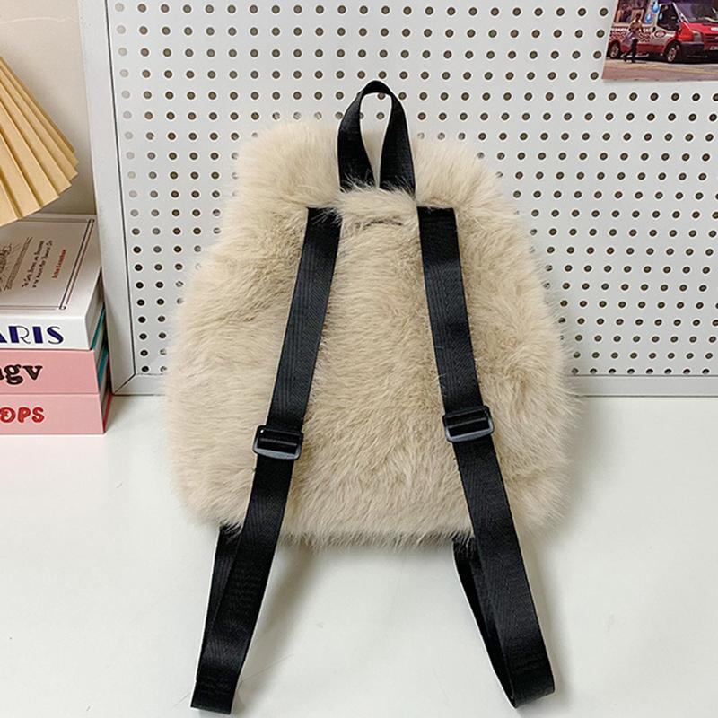 Winter Niedlich Plüsch Lässige Rucksäcke Mode Exquisit Große Kapazität Umhängetasche Einfach Trendy Tragbar Damenrucksack