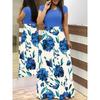 Floral Print Patchwork Short Sleeve Bohemian Dress Women Summer Dress O Neck Big Swing Long Dresses
