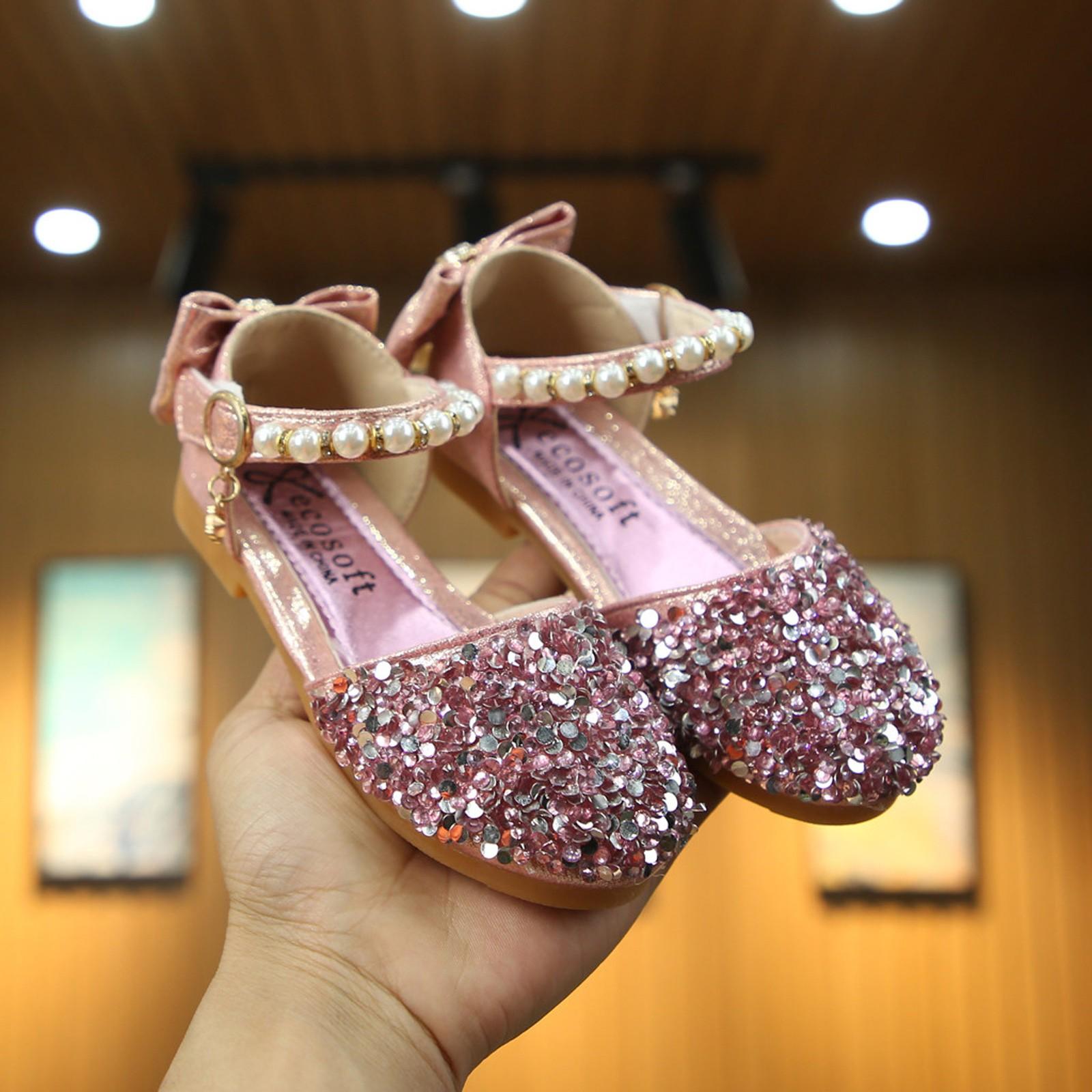 

Сандалии принцессы с блестками и бантом для маленьких девочек, сандалии принцессы с жемчугом 23 розовый