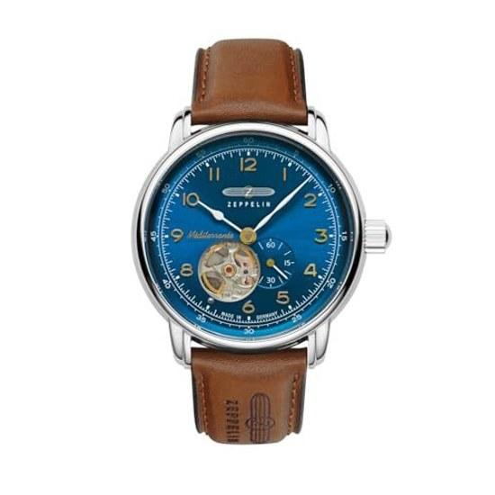 ZEPPELIN Mens Watch Mediterranee 9666-3 Automatic 5 ATM Water Resistant Mineral Glass Blue Dial Stainless Steel