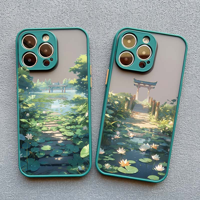 Summer Lotus Flower Phone Case For iPhone 16 15 Pro Max Case For iPhone 11 14 12 13 Pro Max Mini 7 8 15 Plus XS X XR Back Cover