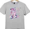 Music Lover T Shirt DJ Girl Cat Ear Headphones Graphic Tee Festival Rave Top