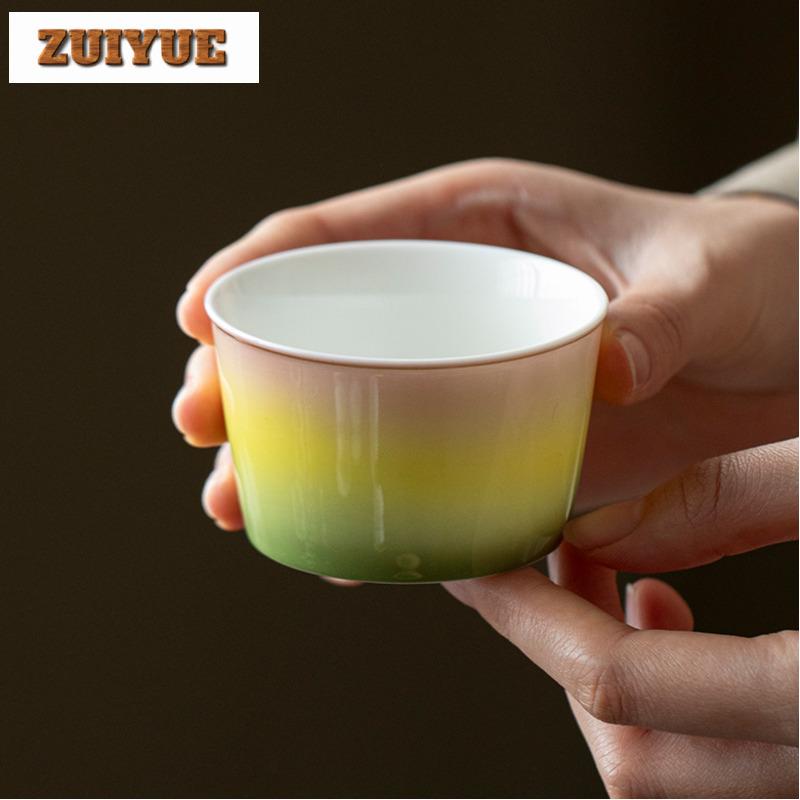 100ml Gradient Color Straight Tube Teacup Boutique Tea Bowl Jug Tea-tasting Meditation Cup Jianzhan Master Cups Drinkware Craft
