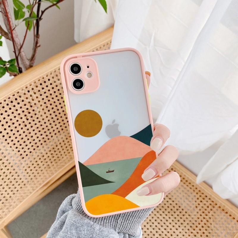 Geometric Minimalist Phone Case For IPhone 14 13 12 11 Mini Pro Max XS X Max XR 8 7 Plus SE 2022 Skin Color Phone Cover