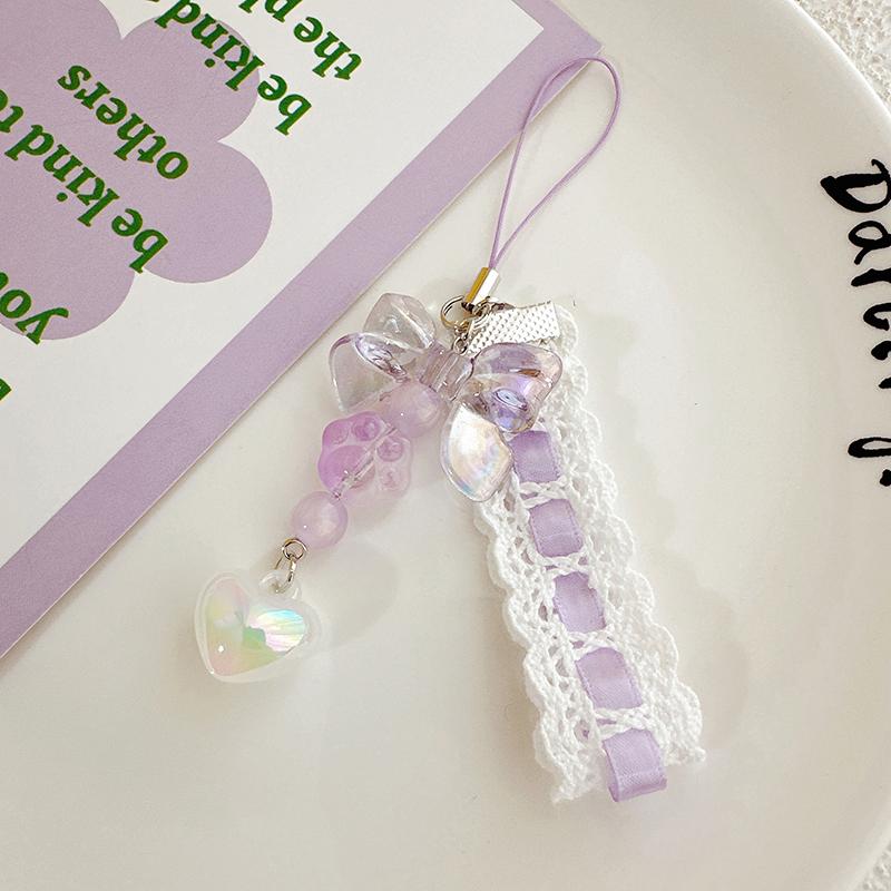 

Кошачий коготь, бант, милый кулон, брелок, телефонная цепочка, кружевная лента, бисер, украшения, аксессуары, подарки, сумка, кулон фиолетовый