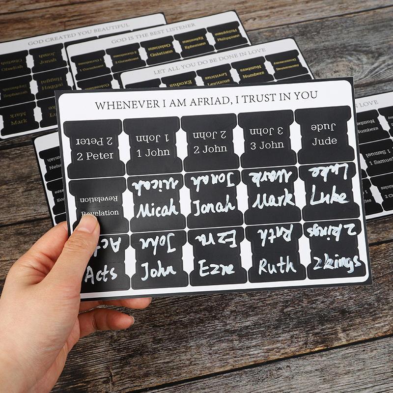 Záložky do Bible, 75 záložek, Barevné, Laminované záložky do Bible pro ženy a muže, Záložky do Bible pro studijní Bibli, Záložky rejstříku Bible, Záložky knih Bible