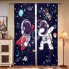 2 Pieces, Astronaut Curtains in Galactic Space -30% Blackout - Suitable for Living Room, Bedroom and Home Decoration