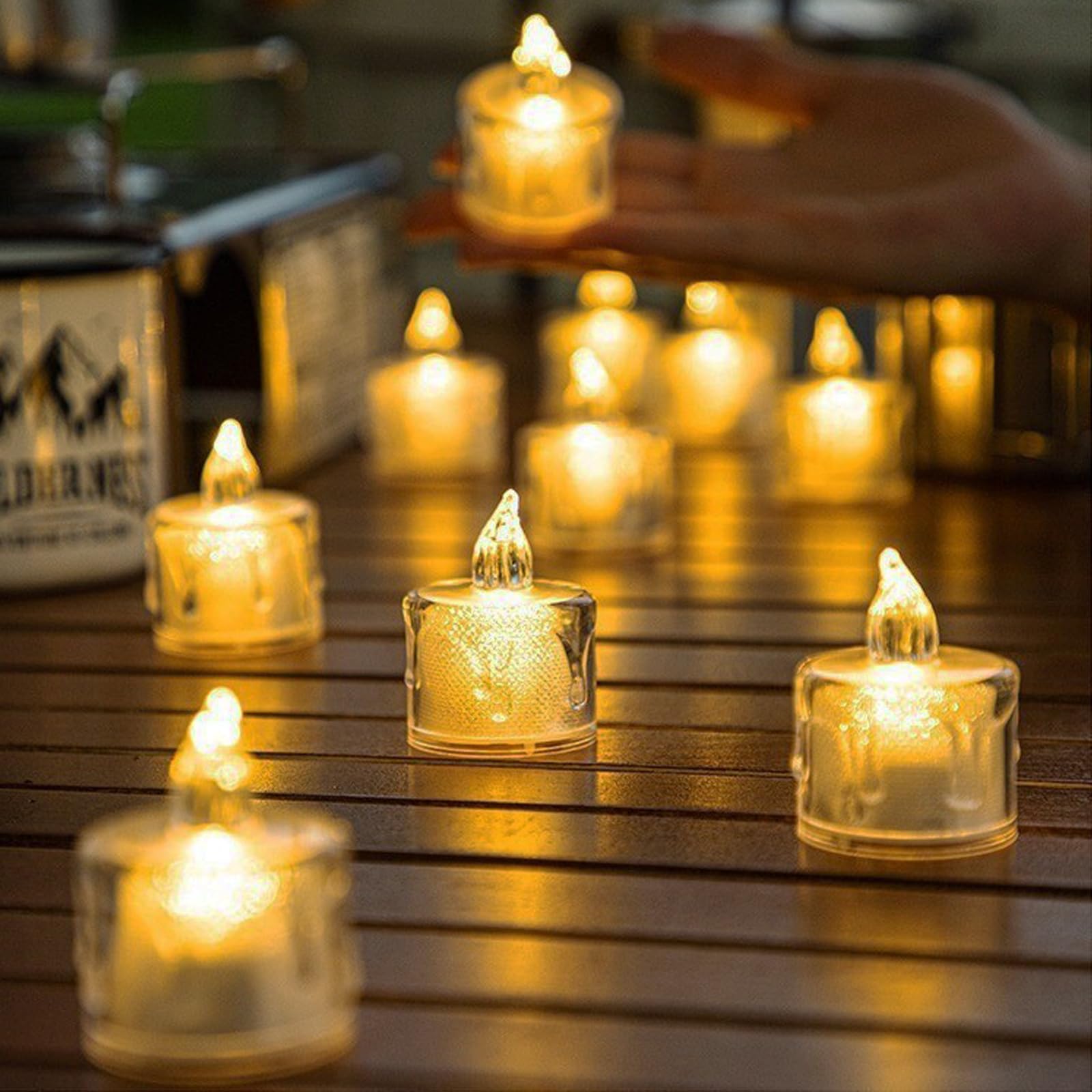 

24 Translucent LED Candle Lights with Teardrops, Perfect for Christmas Decorations, Warm Colors, Unscented, Flameless, Night Lights, Inspires Sleep,