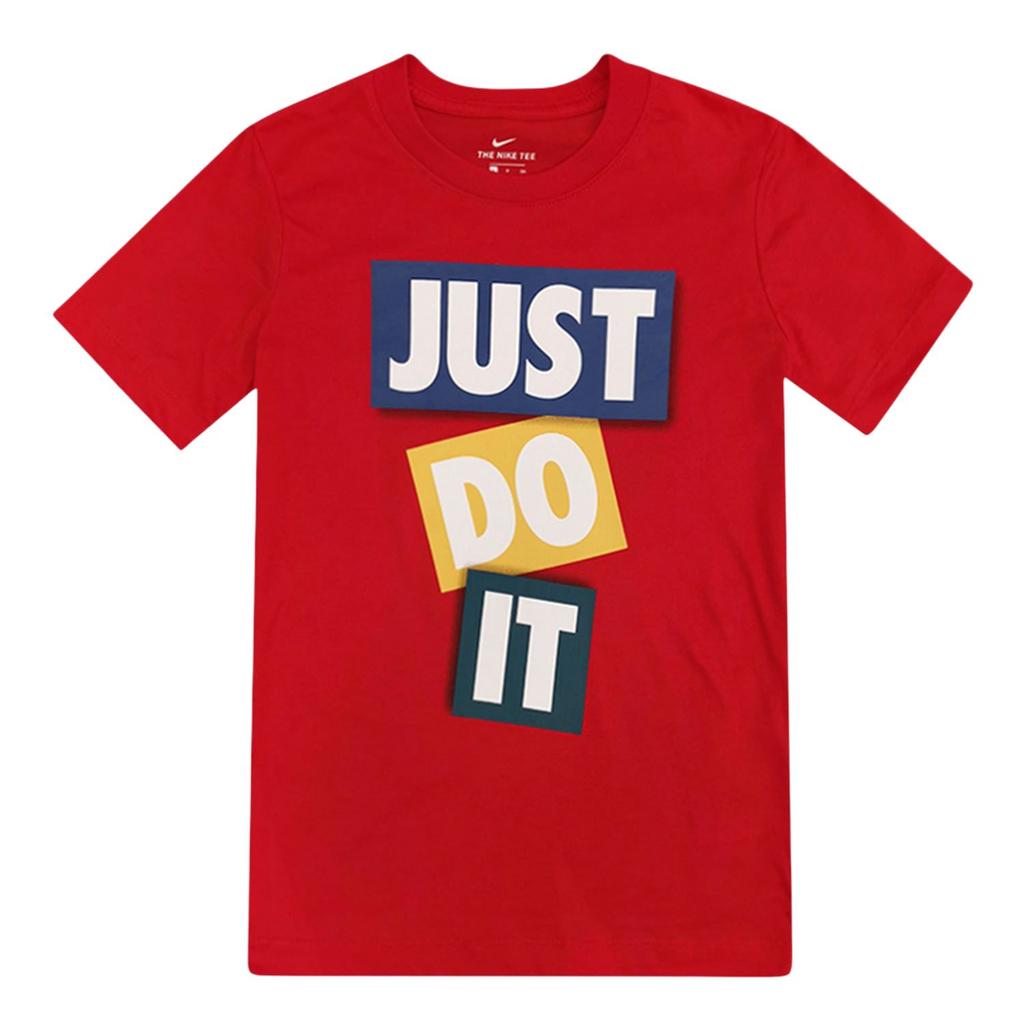 Nike Letter Comfortable Round Neck Short Sleeve T-Shirt Kids Tops Red CD8396-657