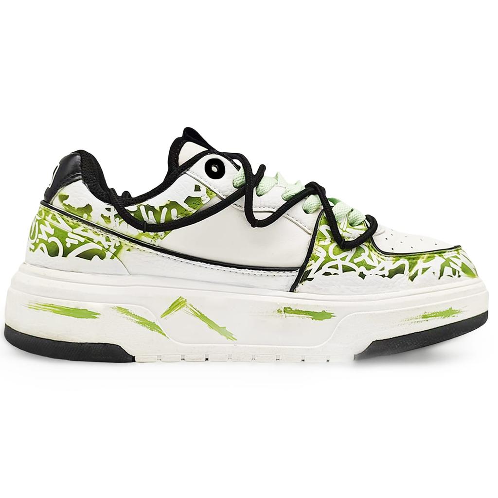 MLB Chunky Liner Abrasion Resistant Low top Skateboard Shoes Unisex White Green 3ASXCA12N-50WHS(Team486- 2 S)