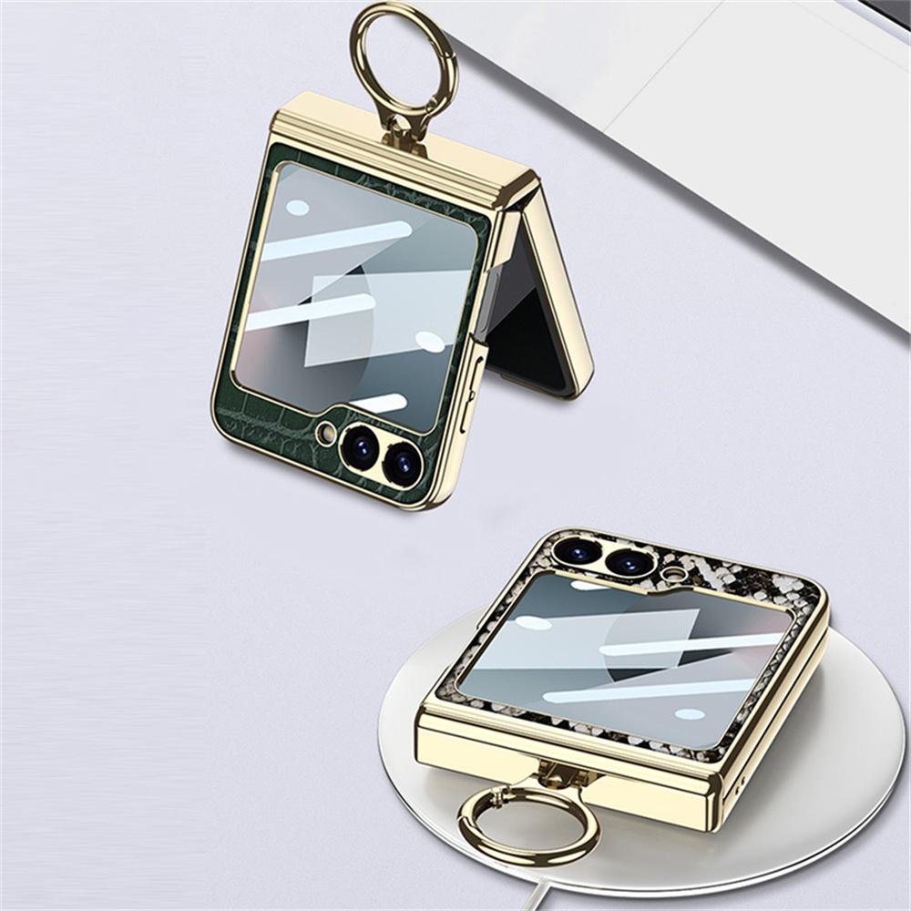 GKK For Samsung Galaxy Z Flip7 FE 5G/Z Flip6 5G Case Magnetic Hinge Protection PU+PC Kickstand Phone Cover