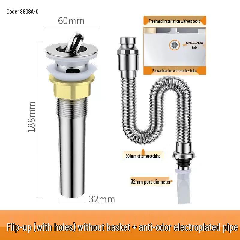Stainless Steel Pop-Up Basin Drain Kit