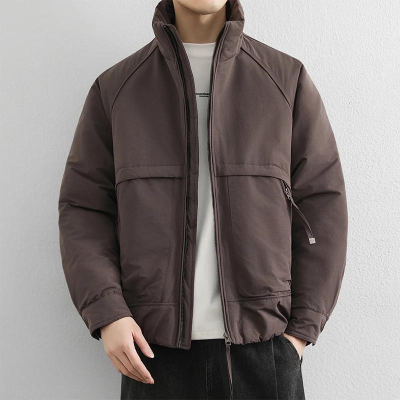 

Autumn Winter Men Loose Harajuku Jacket Men Parkas Jacket Men Fashion Casual Coats Male Outerwear Black Cotton Padded Jackets XL фиолетовый