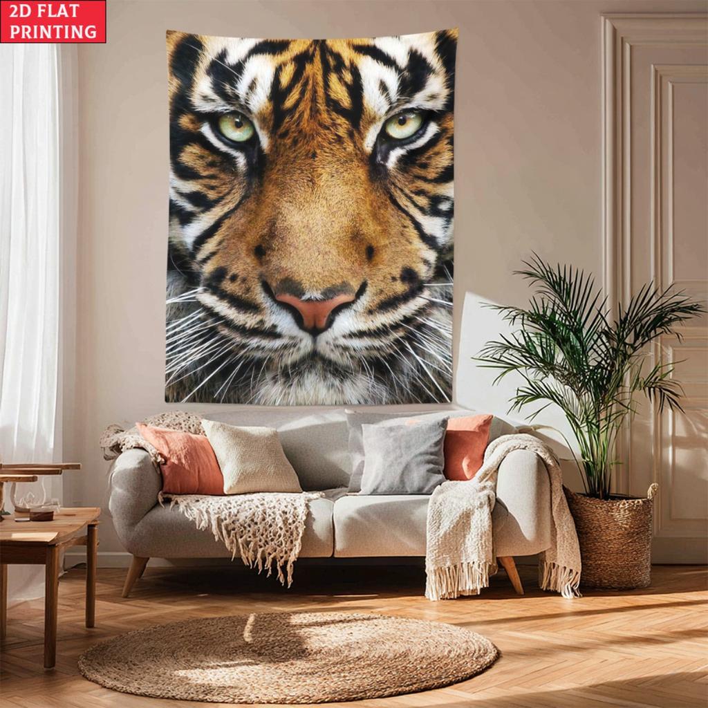 2D Flat Printing1Pc Tiger Face Wall Tapestry Wildlife Animal Art Home Decor
