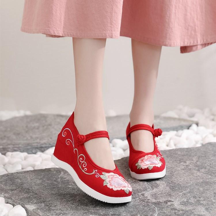 Fashion Chinese - Style Embroidered Wedge Mary Janes | Hanfu & Qipao - Friendly Daily Commute Ancient - Style Shoes