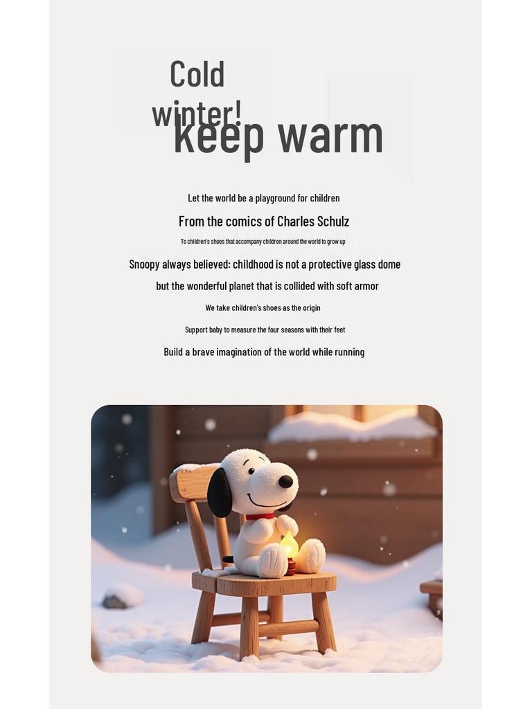 Snoopy Plüsch-Wintersportschuhe: Rutschfeste, hochgeschnittene Laufschuhe mit Klettverschluss für Kinder