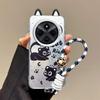 KEYSION Cute Ear Cartoon Case for Redmi 14C with Lanyard Soft Silicone+PC Shockproof Phone Back Cover for Xiaomi POCO C75