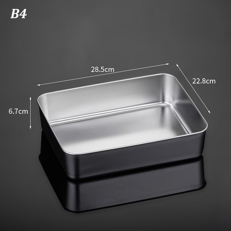 Stainless Steel Food Storage Tray With Lid Food Dessert Holder With Cover Storage Container Kitchen Restaurant Supply Organizer