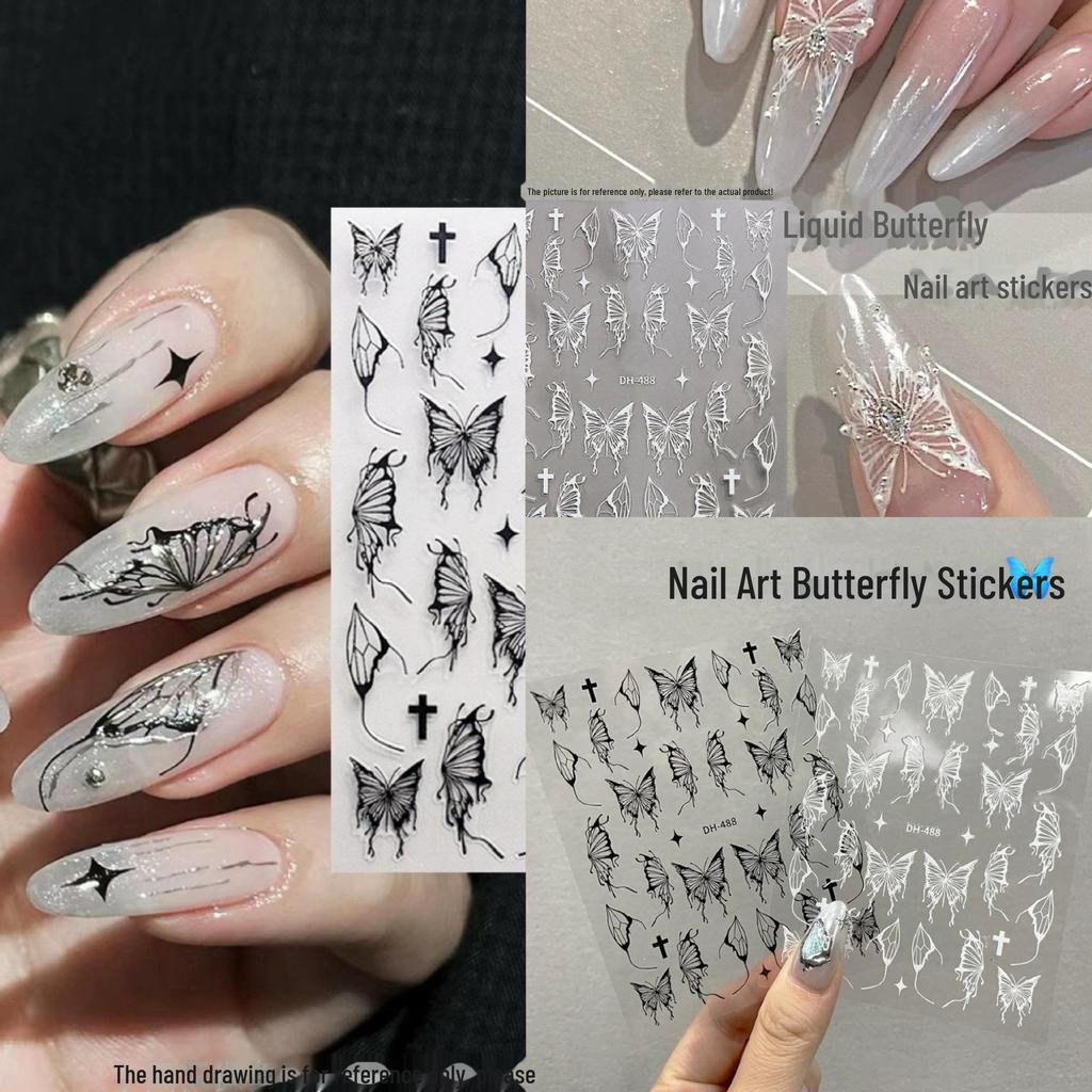 "Fantasy Aurora Butterfly Nail Art Stickers: Gentle Fairy Shell Collection"