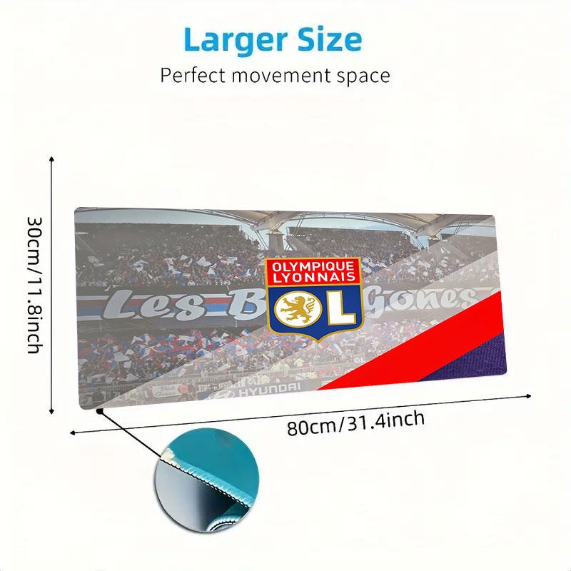 Olympique Lyonnais Football Team Mouse Pad, Large Gaming Desk Mat, Non-slip XXL Mousepad for Laptop & Tablet, Mini PC Playmat with Stitched Edges