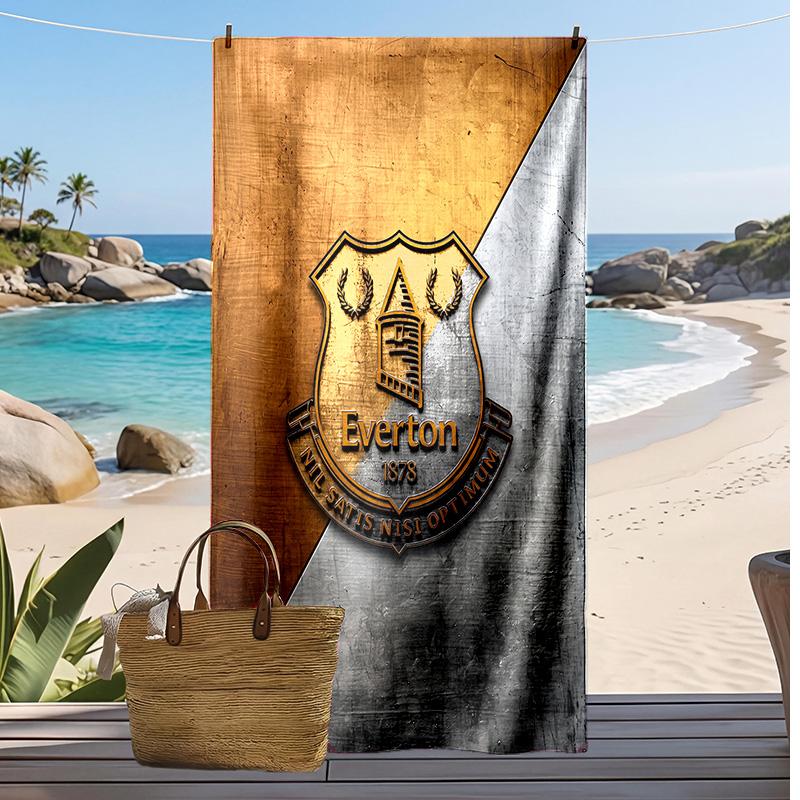 Ręcznik plażowy z nadrukiem Everton Football Club, Duży Miękki Szybkoschnący Ręcznik na Plażę Kemping Pływanie