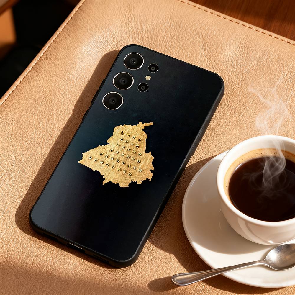 A-Art P-Punjab M-Map Phone Case For Samsung S25,S24,S21,S22,S23,S30,Ultra,S20,FE,Lite,10,9,Black Cover