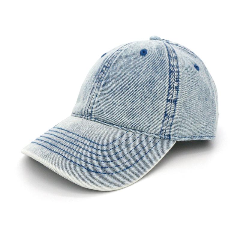 

Джинсовая бейсболка светлой стирки, однотонная бейсболка старой стирки, корейский стиль, мягкая кепка M（56-58cm）