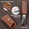 LEONTOOL Spoon Carving Tool, Woodworking Curved Knife, Right-Handed Hook Knife, Carving Chisel with Leather Cover, Wood Handle, Stainless Steel, Compa