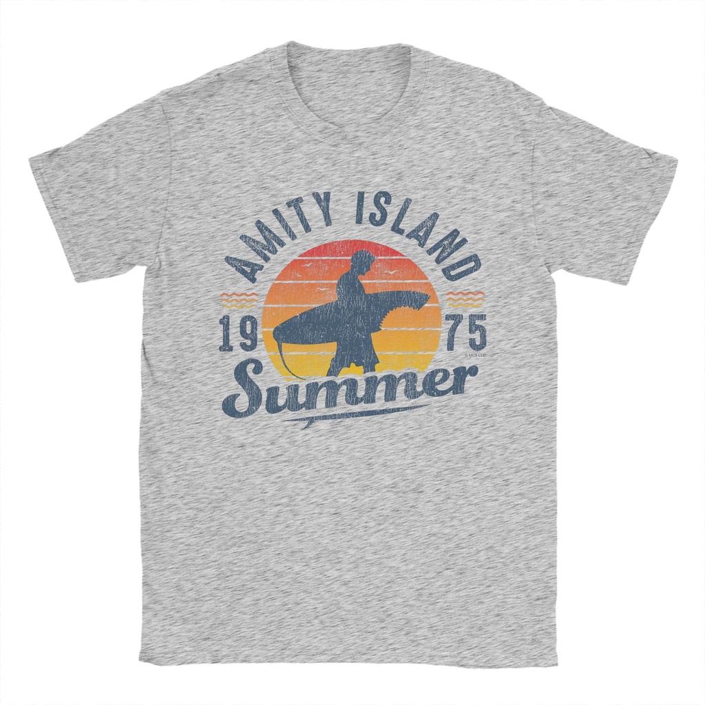 Unisex Amity Island Summer 0f 75 Jaws T Shirts 100 Cotton Clothes Casual Short Sleeve Round Neck Tee Shirt Classic TShirt