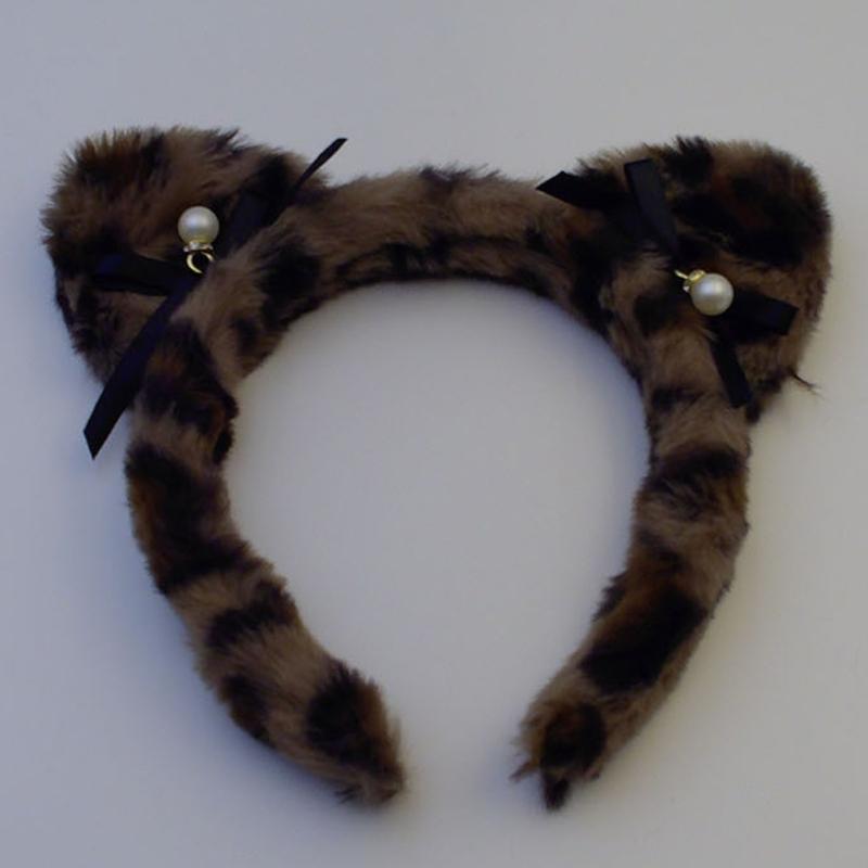 Faixa de Cabelo com Orelhas de Gato Estampa de Leopardo para Mulheres e Meninas Fantasia Aro de Cabelo Festival de Música Festa de Feriado Adereços de Maquiagem Faixa de Cabelo
