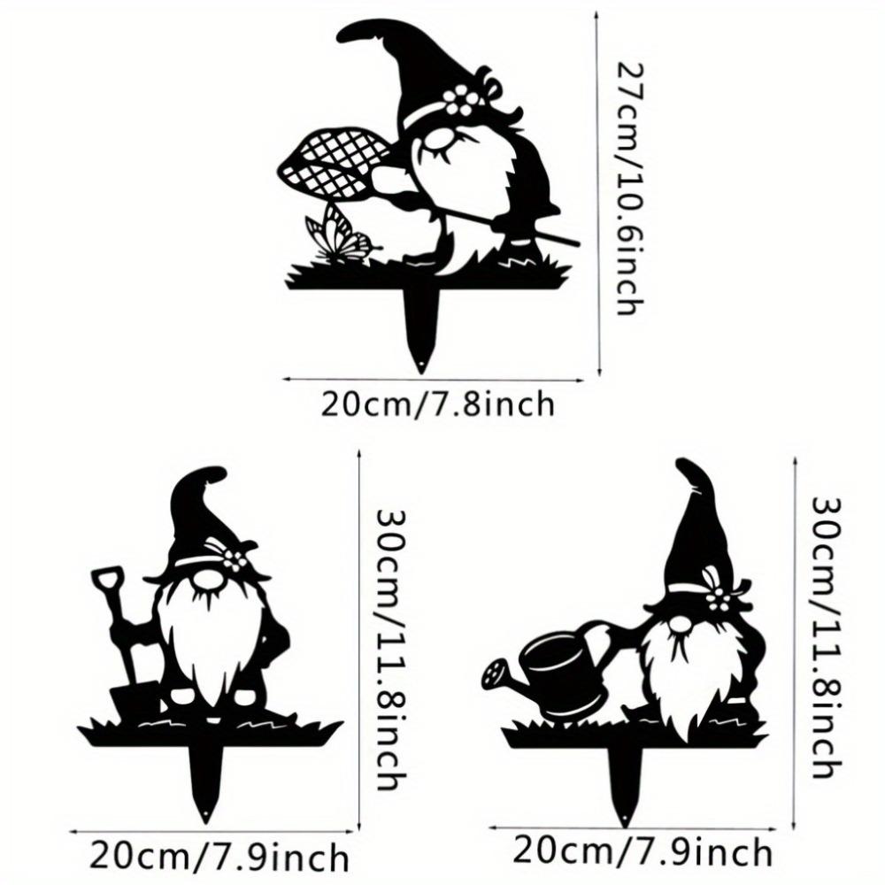 Metal Garden Gnome with Santa Figure Outdoor Yard Art Lawn Decoration Stake