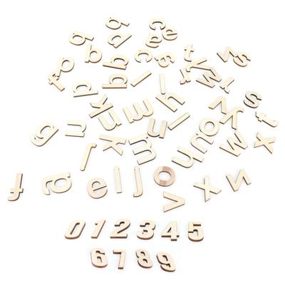 124 Pezzi Chip di Legno a Forma di Lettera Inglese Decorazione Pezzi di Legno per Soggiorno Casa