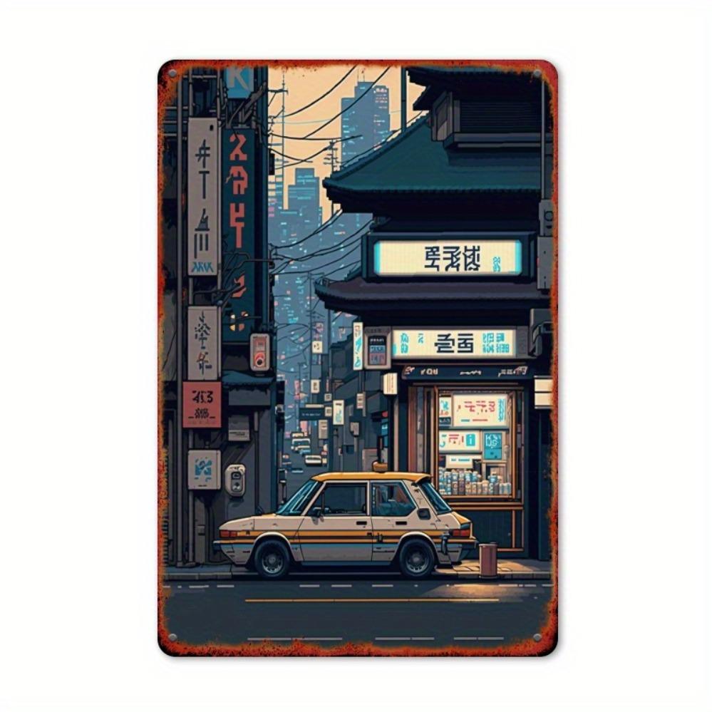 

Classic Japanese Street Scene Illustration Exquisitely Depicting the Vibrancy of Busy Urban Streets Ideal Decor for Homes 20x30cm（7.8x11.8inch）