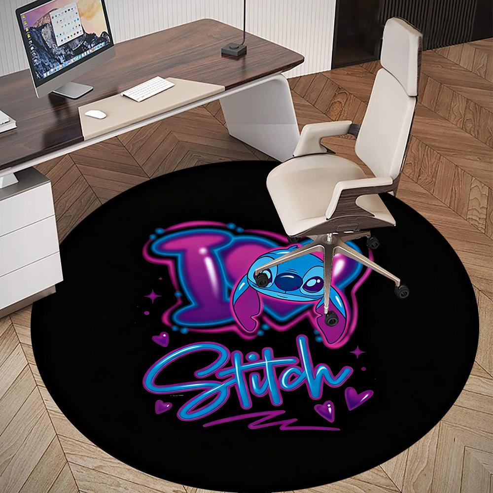 1pc Love Stitch Round Chair Mat Office Area Rug - Non-Slip, Floor Mat for Office, Bedroom, Ideal Home Decor Gift P0105045