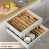 Bamboo Utensil Organizer for Kitchen Drawers, Utensil Tray and Cutlery Silverware Holder,Wood Drawer Dividers with 5 Slots
