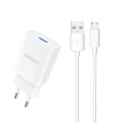 USBA 21A Wall Charger, USBA microUSB Cable, White