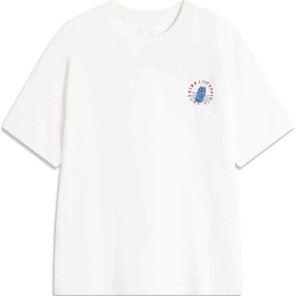 Li-Ning Comfortable Summer Short Sleeve T-Shirt With Print Men Tops Off-White AHSU549-1