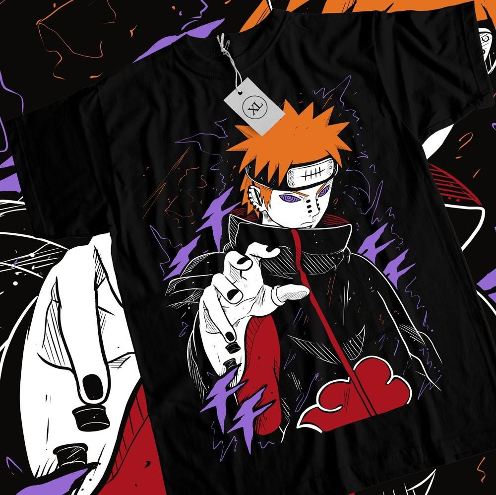 Pain Akatsuki TShirt Naruto Itachi Uchiha Horror Manga Anime Black Gift shirt Unisex T-Shirt M